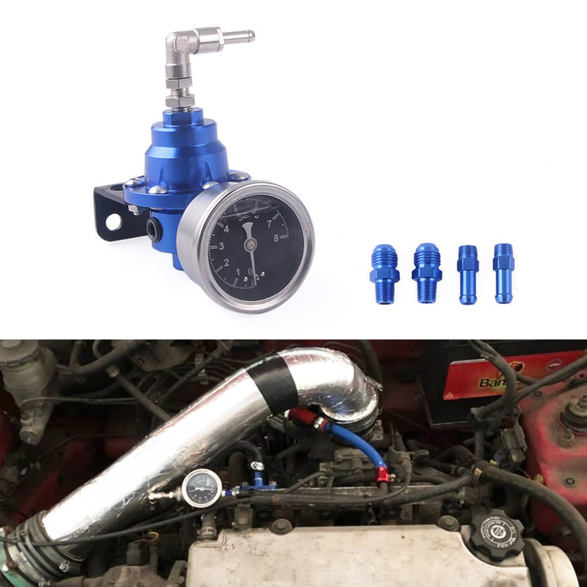 Solidspare Universal 160psi Adjustable Fuel Pressure Regulator Kit With Regulator Oil Gauge