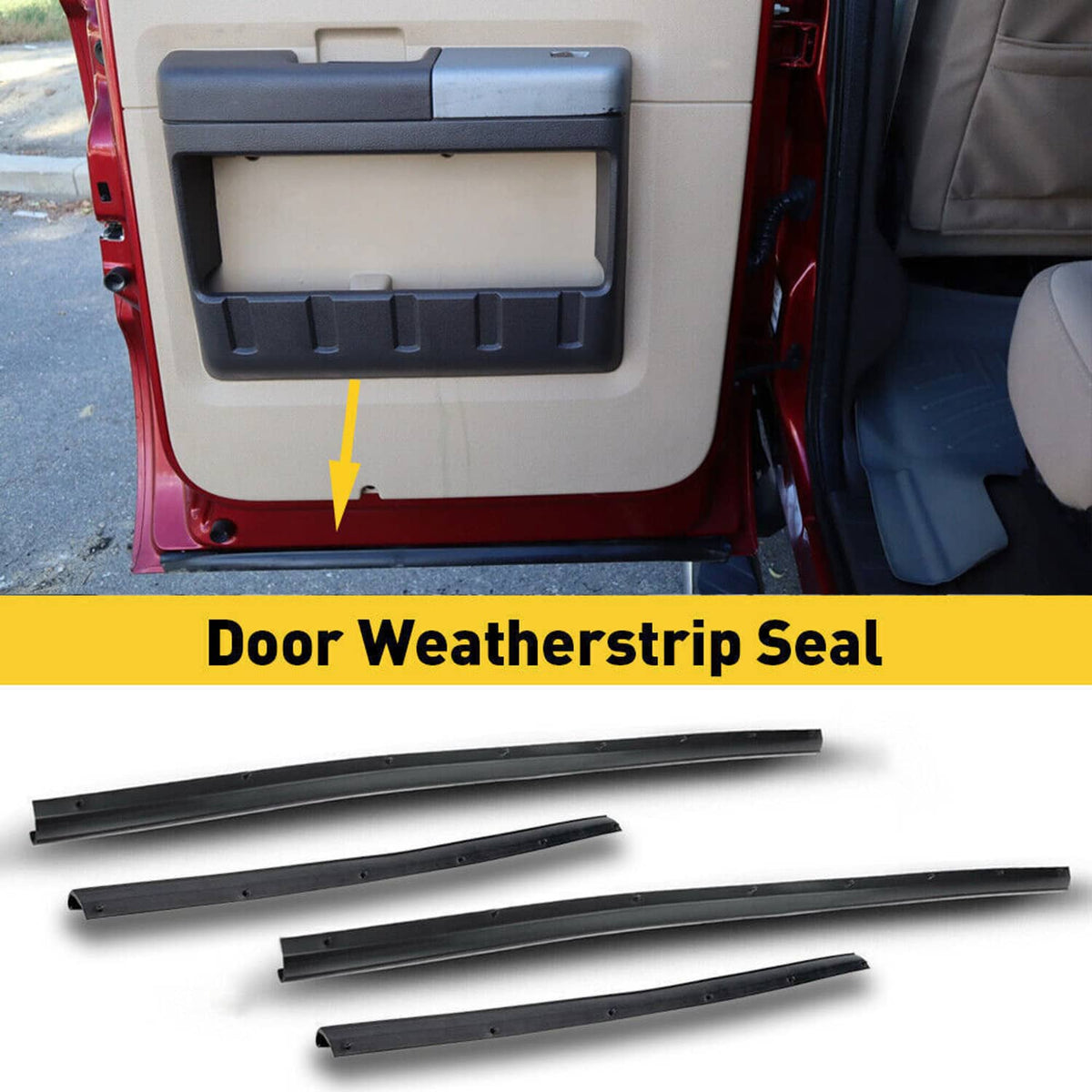 Solidspare Front & Rear Lower Door Weather Strip Seal For 99-16 Ford F250 F350 Crew Cab