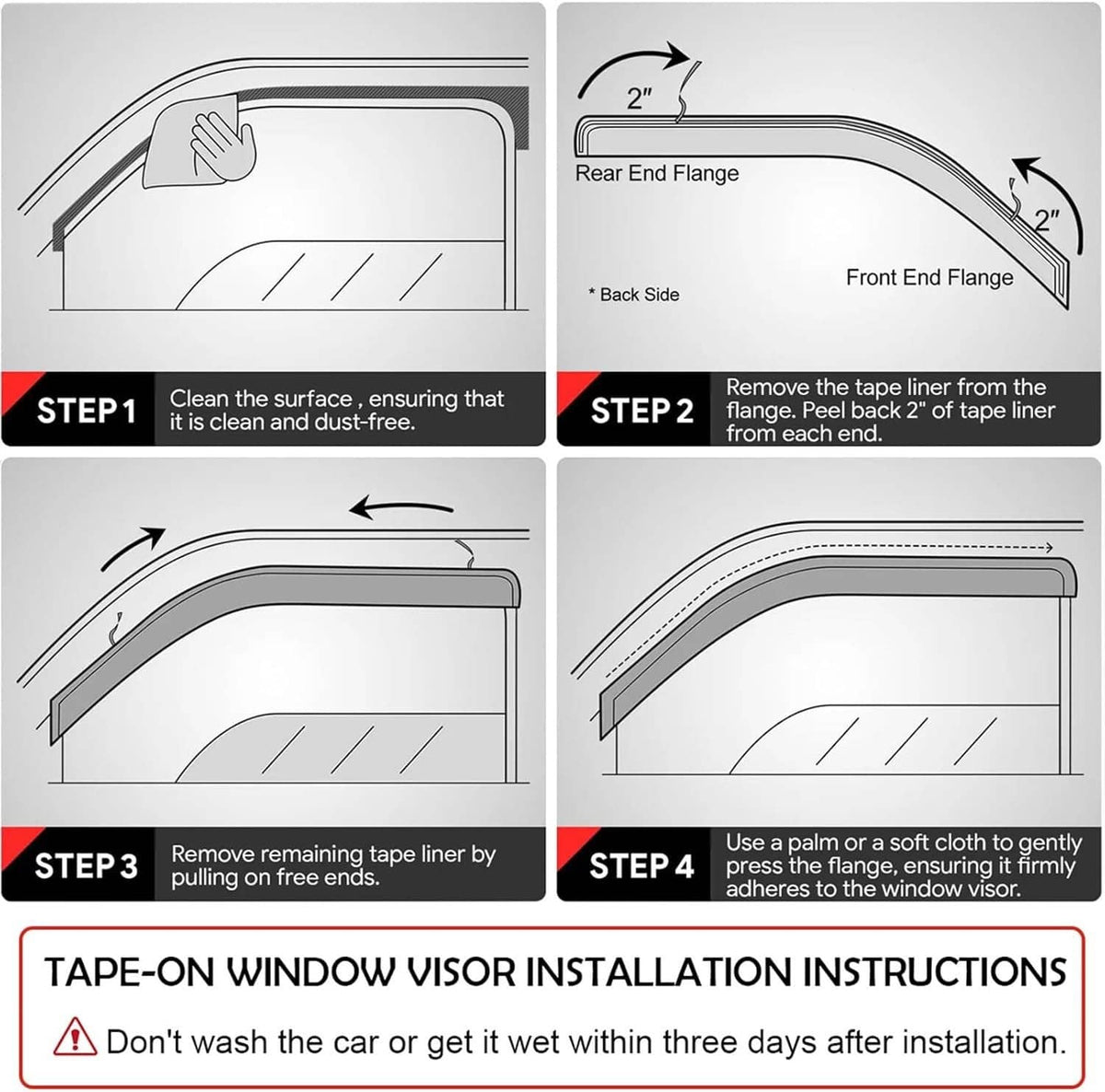 Solidspare Black For 20-25 Toyota Corolla Sedan JDM Mugen Style Window Visors Rain Guards