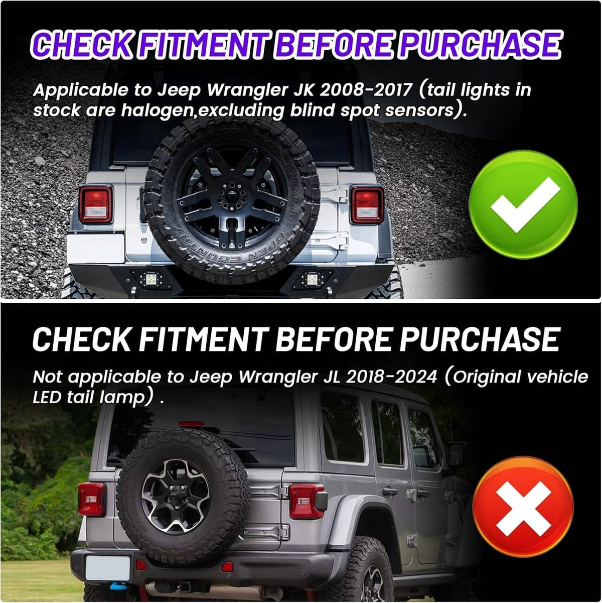 Solidspare Rear Brake Turn Signal Lamps LED Tail Lights For Jeep Wrangler JK JKU 2007-2018