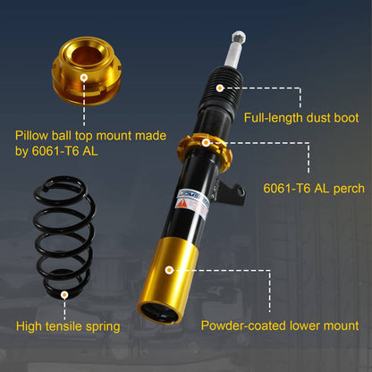 Solidspare Coilover Struts Set For 2006-2014 VW MK5 MK6 GOLF/JETTA Suspension Spring Kit