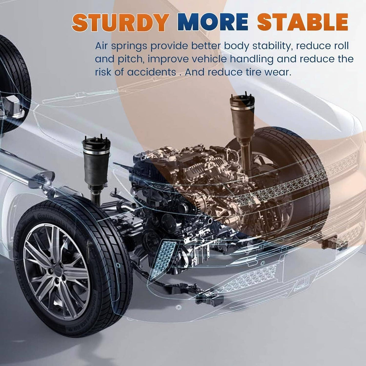 Solidspare Pair Front Air Suspension Struts W/ADS For Mercedes X164 W164 ML500 GL450 GL550