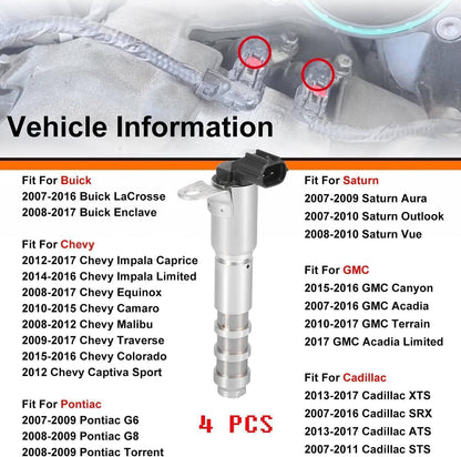 Solidspare 4PCS VVT Engine Variable Timing Solenoid 12626012 For Cadillac Buick Chevy GMC