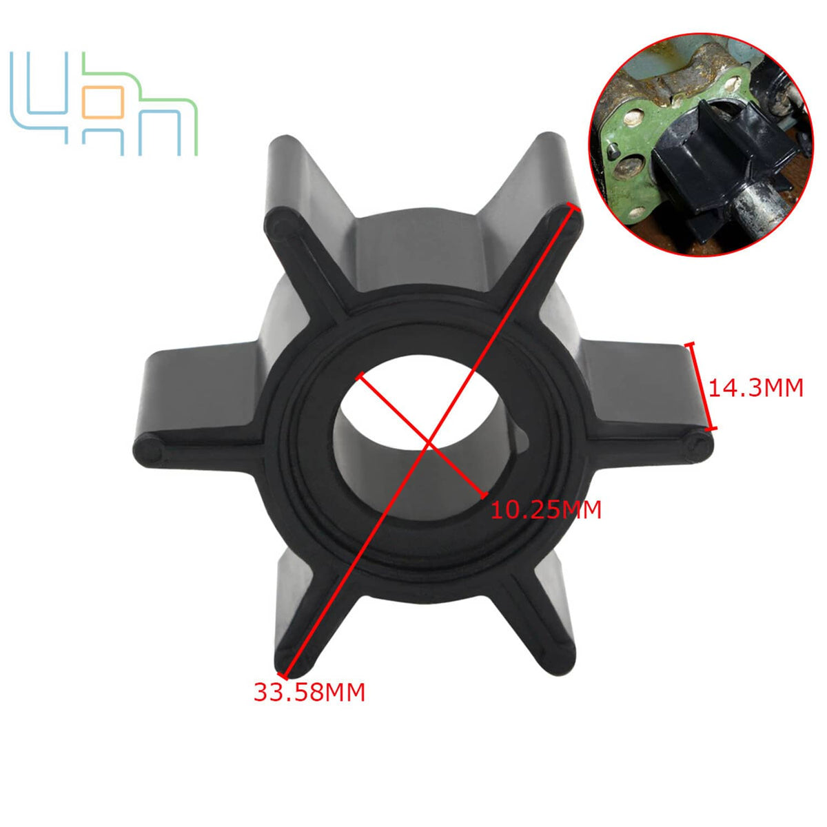 Solid Spare Water Pump Impeller 47-16154-3 For Tohatsu Nissan Mercury Mariner 4HP 5HP 6HP