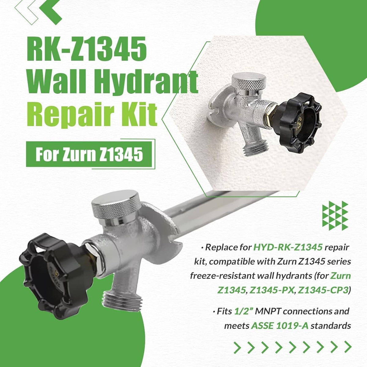 Solid Spare RK-Z1345 Wall Hydrant Repair Kit for Zurn Z1345 Series Faucet 66955-198-9