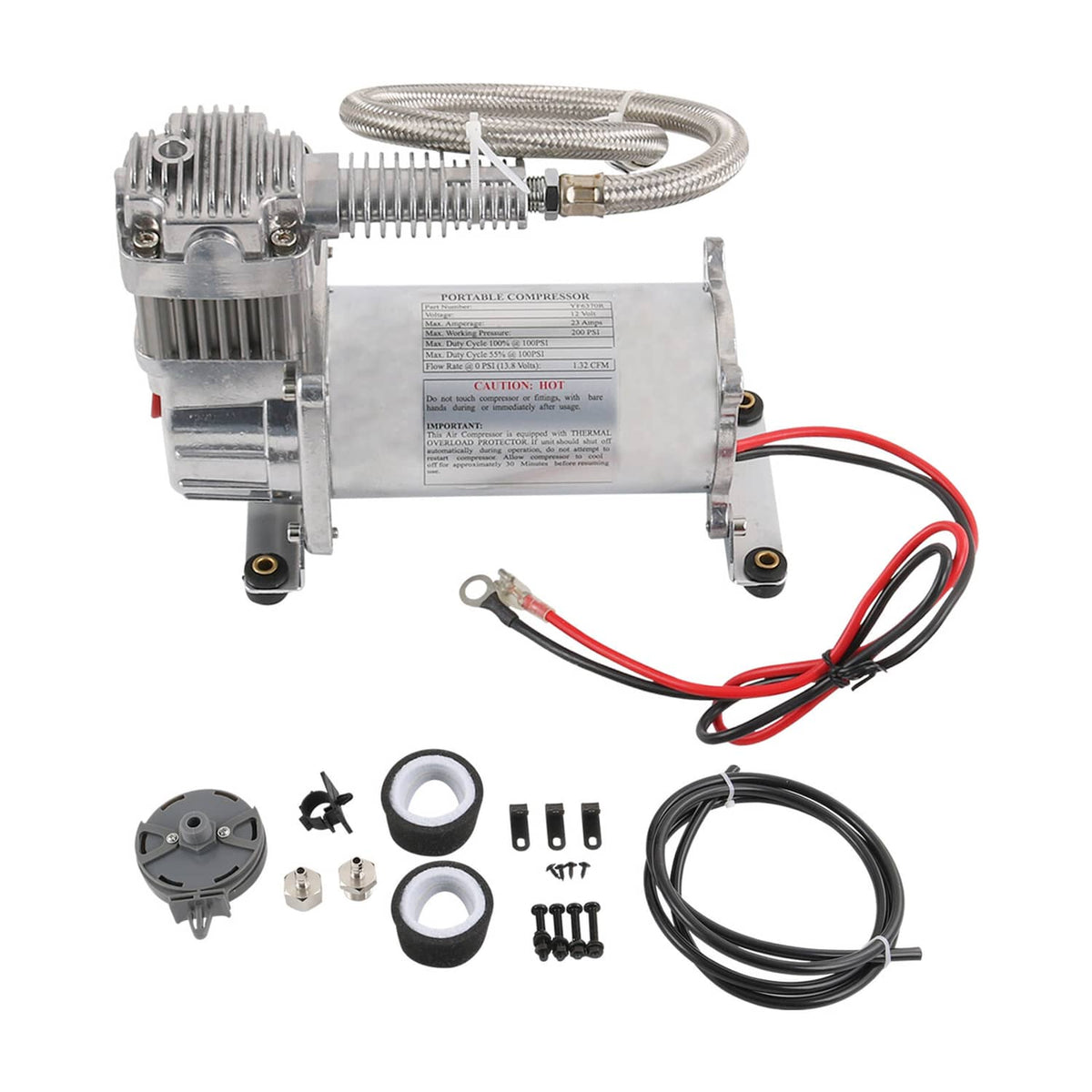 Solidspare 150 PSI AIR COMPRESSOR 1 /4″ HOSE KIT FOR TRAIN HORNS BAG SUSPENSION FOR 12V