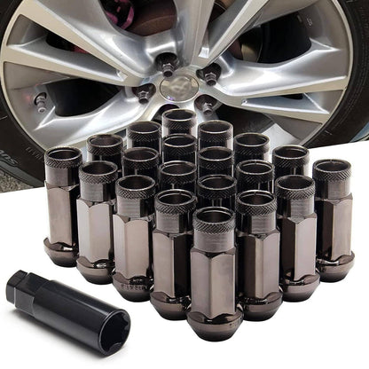 Solidspare Black 20Pcs M12x1.5mm Extended Steel Open Ended wheel Lug Nuts For Toyota Honda