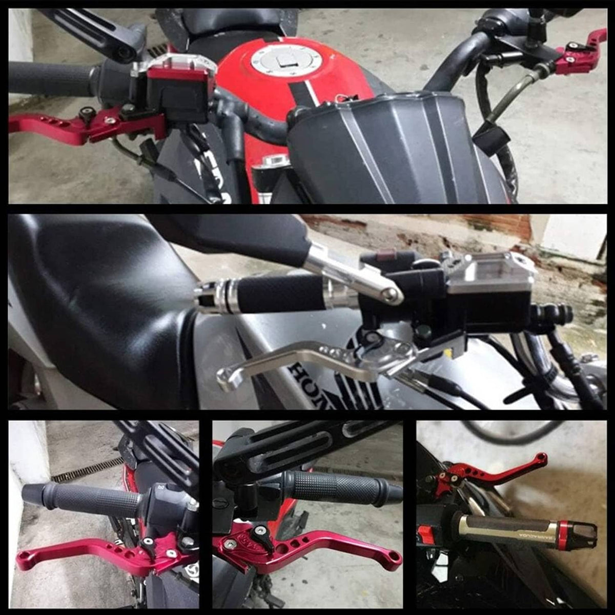 Solidspare Universal Motorcycle 7/8'' CNC Brake Clutch Master Cylinder Lever Set Reservoir