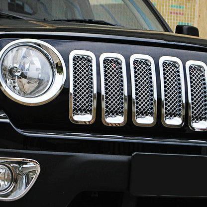 Solid Spare 7pcs Front Mesh Grille Grill Insert Cover Bezel Kit for Jeep Patriot 2011-2018