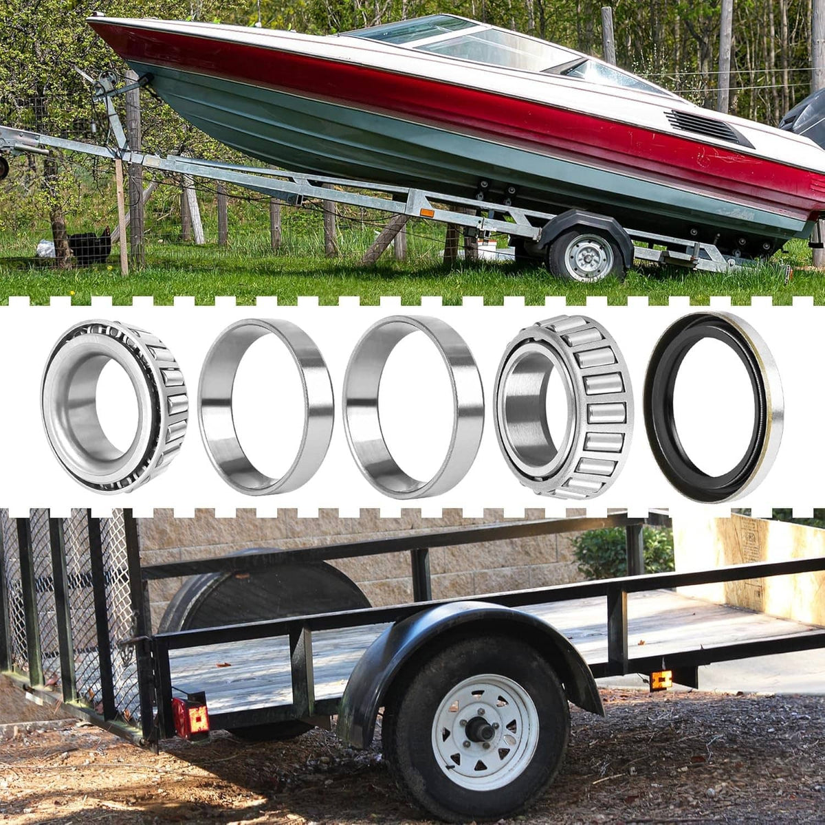 Solidspare 2 Set Trailer Bearing Kit Seals L44649/L44610, L68149/L68111 For 3500# Axle