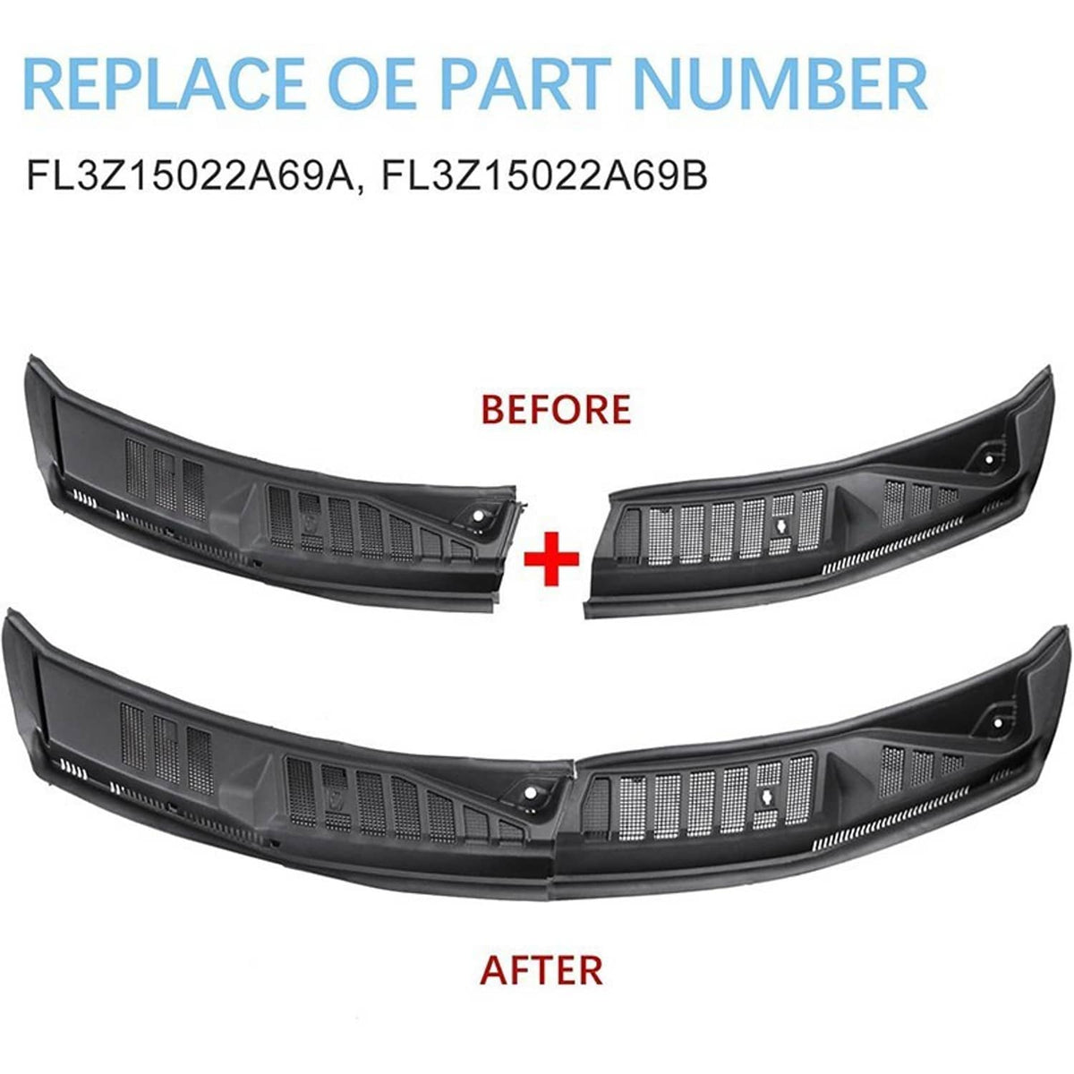 Solidspare Left & Right Side Cowl Top Panel FL3Z-15022A68-D For Ford F-150 2015-2020