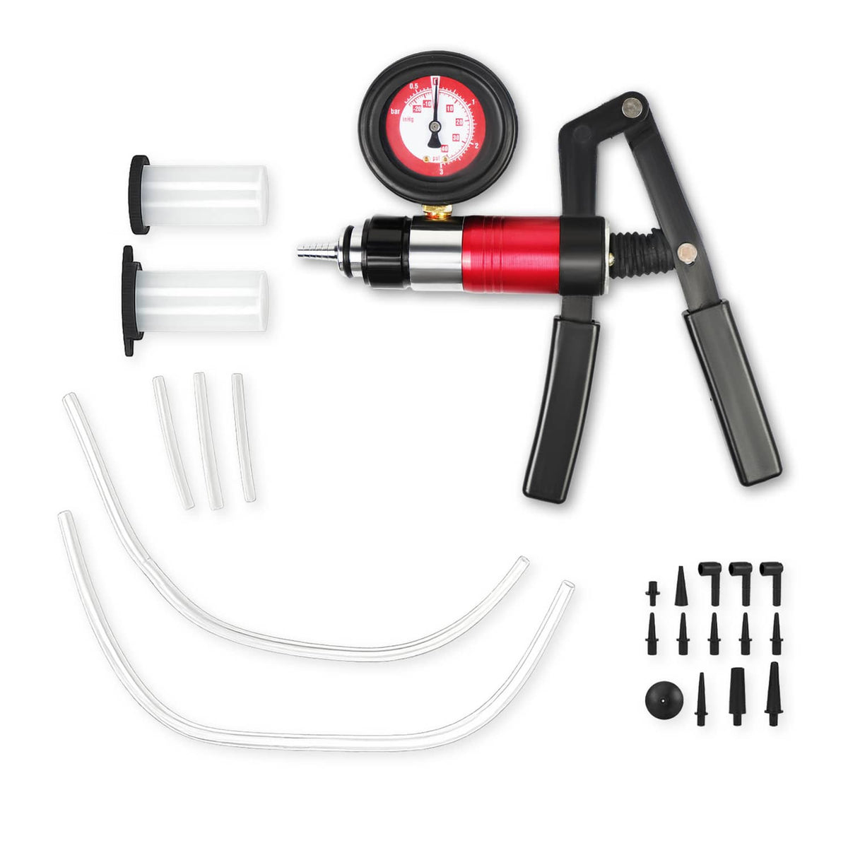 Solidspare 21pcs Hand Held Vacuum Pressure Pump Tester Brake Fluid Bleeder Bleeding Tool US