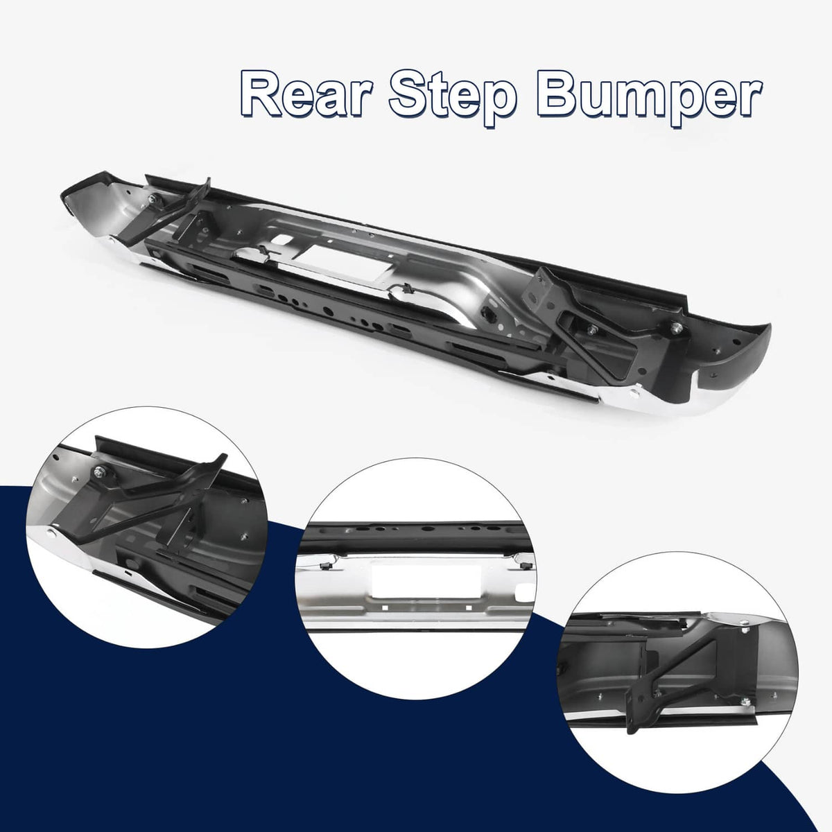 Solidspare Complete Chrome Rear Bumper Fits 1999-2007 Chevy Silverado GMC Sierra 1500 2500