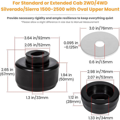 Solidspare 7-141 Body Cab Mount Bushing Kit For 99-14 Chevy Silverado GMC Sierra 1500/2500