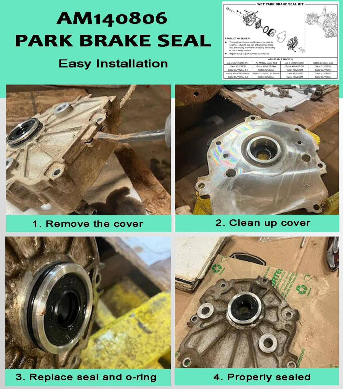 Solid Spare AM140806 Wet Park Brake Seal Kit for John Deere Gator XUV 625i 825i 855D 835M