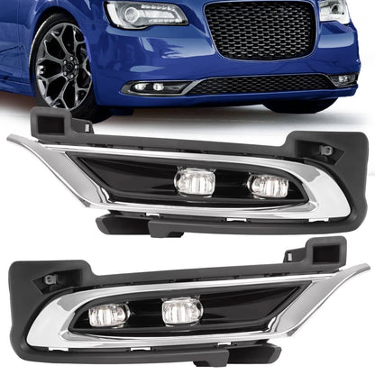Solid Spare Pair LED Chrome Fog Lights Driver Passenger Side For Chrysler 300 2015-2024 2021