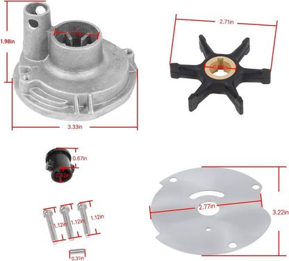 Solidspare 382468 Water Pump Impeller Kit Johnson Evinrude OMC (10 15 18 20 25 HP) 18-3377