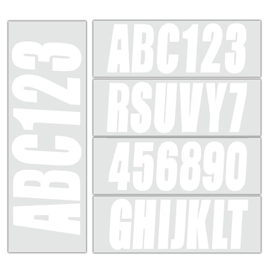 Solid Spare White Decal 4 Sets of A-Z & 0-9 For Boat Letters & Numbers Registration Stickers