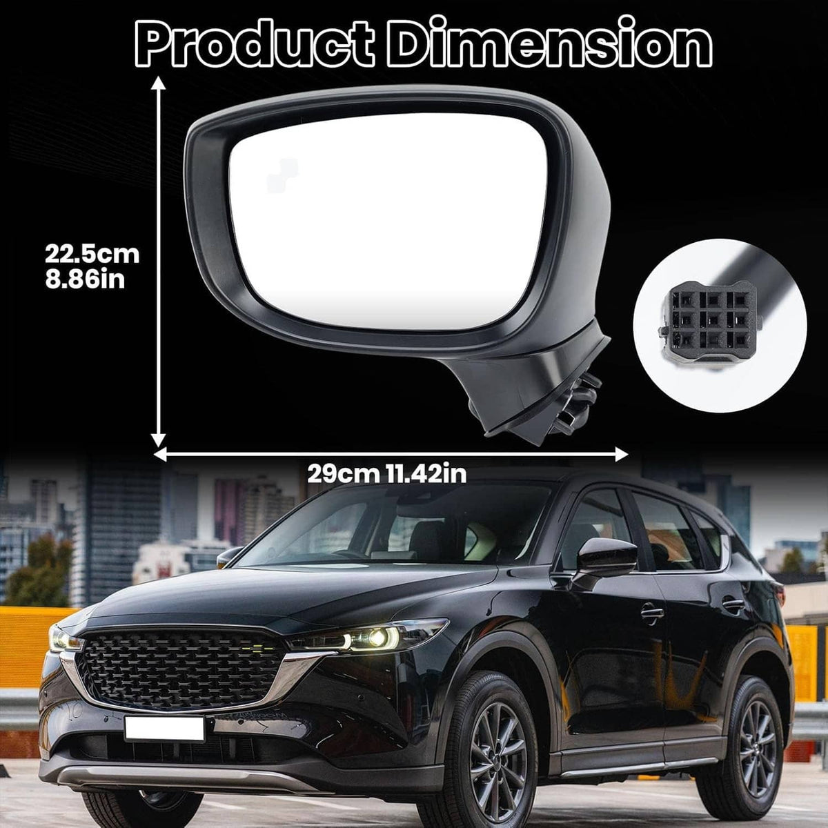 Solidspare Left Driver Side Mirror for 2017-2024 Mazda CX-5 w/BSM Power Turn Signal Light