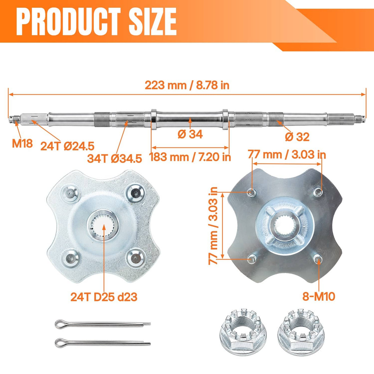 Solidspare Rear Differential Axle Shaft Wheel Hub For 1988-00 Honda TRX300 Fourtrax 300 2X4