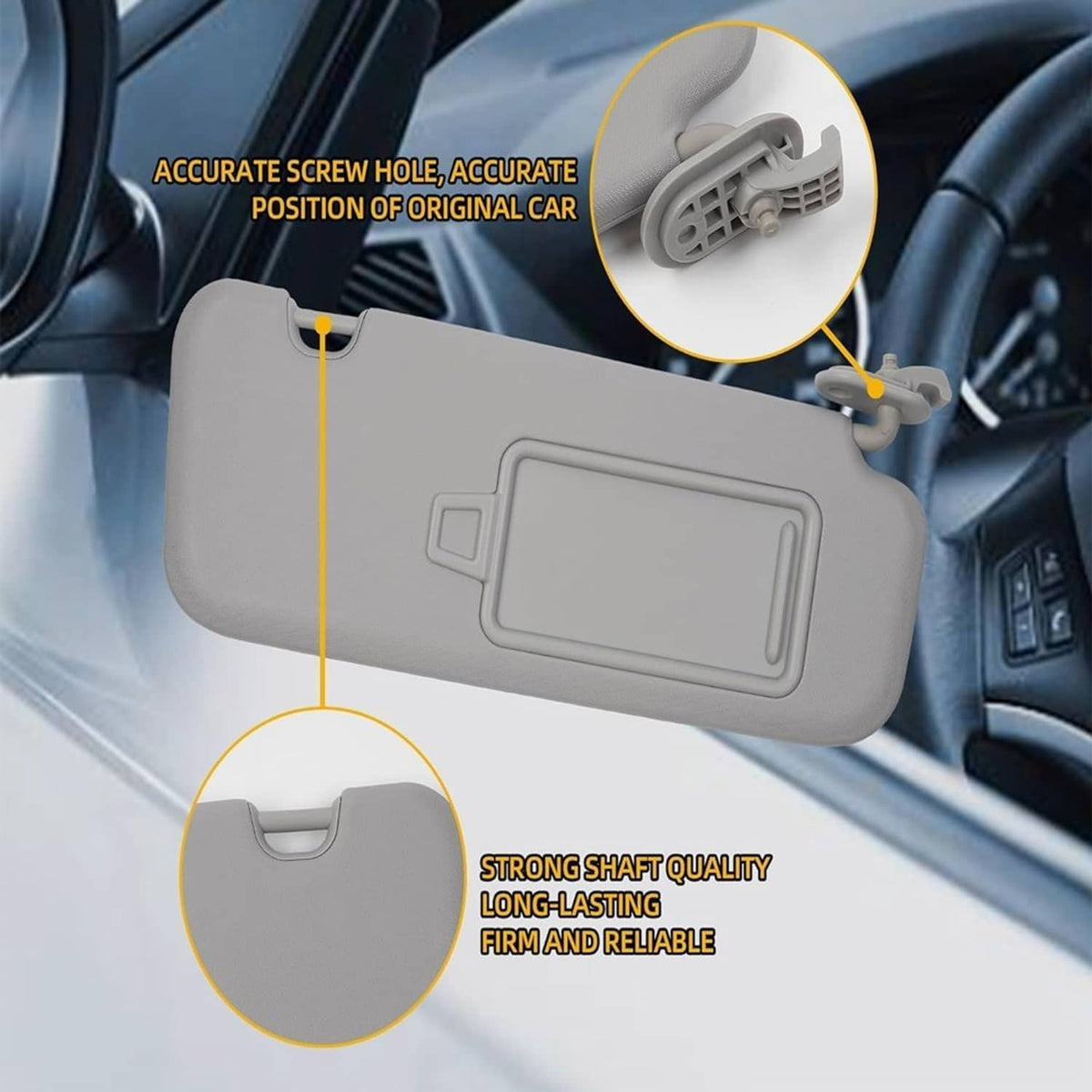 Solidspare Pair Driver & Passenger Gray Sun Visor with Mirror for 2017-2019 Hyundai Elantra