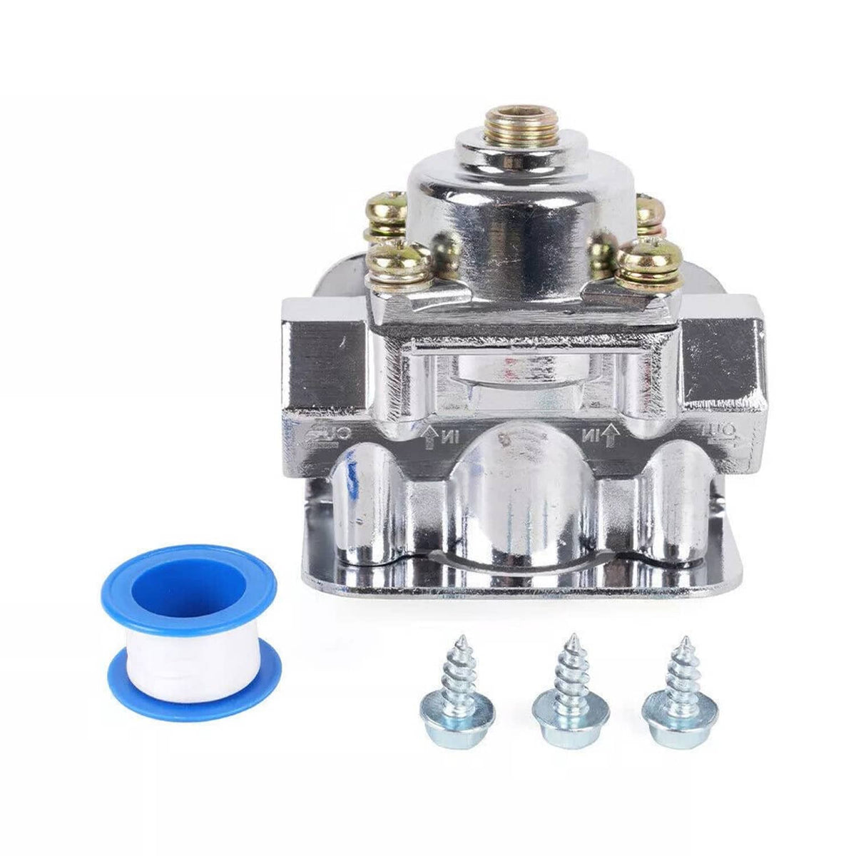 Solidspare Fuel Pressure Regulator Carburetor Chrome Fit Holley 12-803 2 Port 4 1/2 to9 PSI