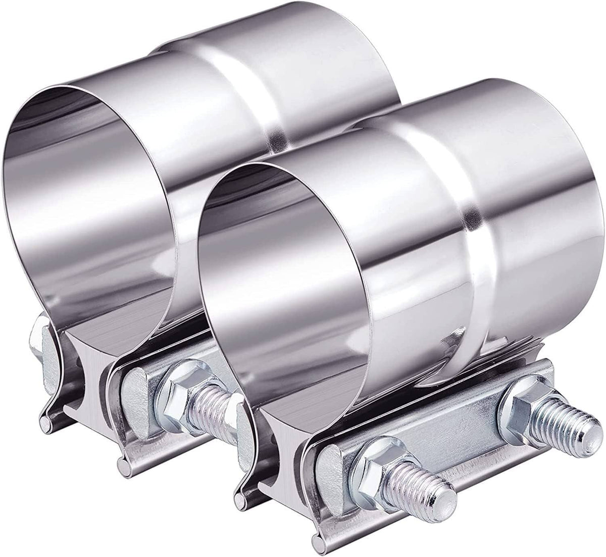 Solidspare 2PCS 3inch" Lap Joint Exhaust Band Clamp Muffler Sleeve Coupler Stainless Steel