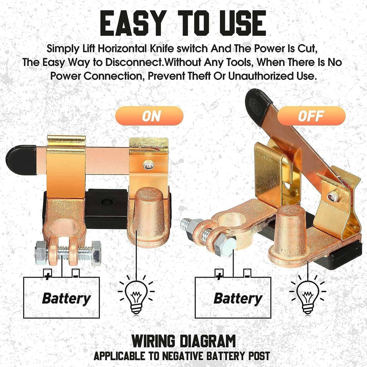 Solidspare Knife Blade Switch Battery Disconnect Top Post Heavy Duty Shut Off Car 12v/24v