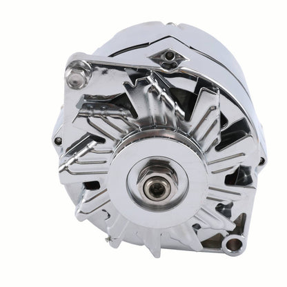 Solidspare Chrome Alternator For SBC BBC Chevy GM 1 Wire Street Rod-High Output ADR0335-C
