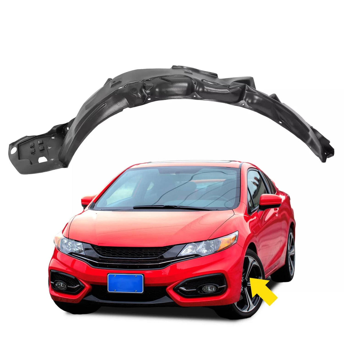 Solid Spare For 2012 Honda Civic Sedan EX/ EX Navi Front Left Driver Side Inner Fender Liner