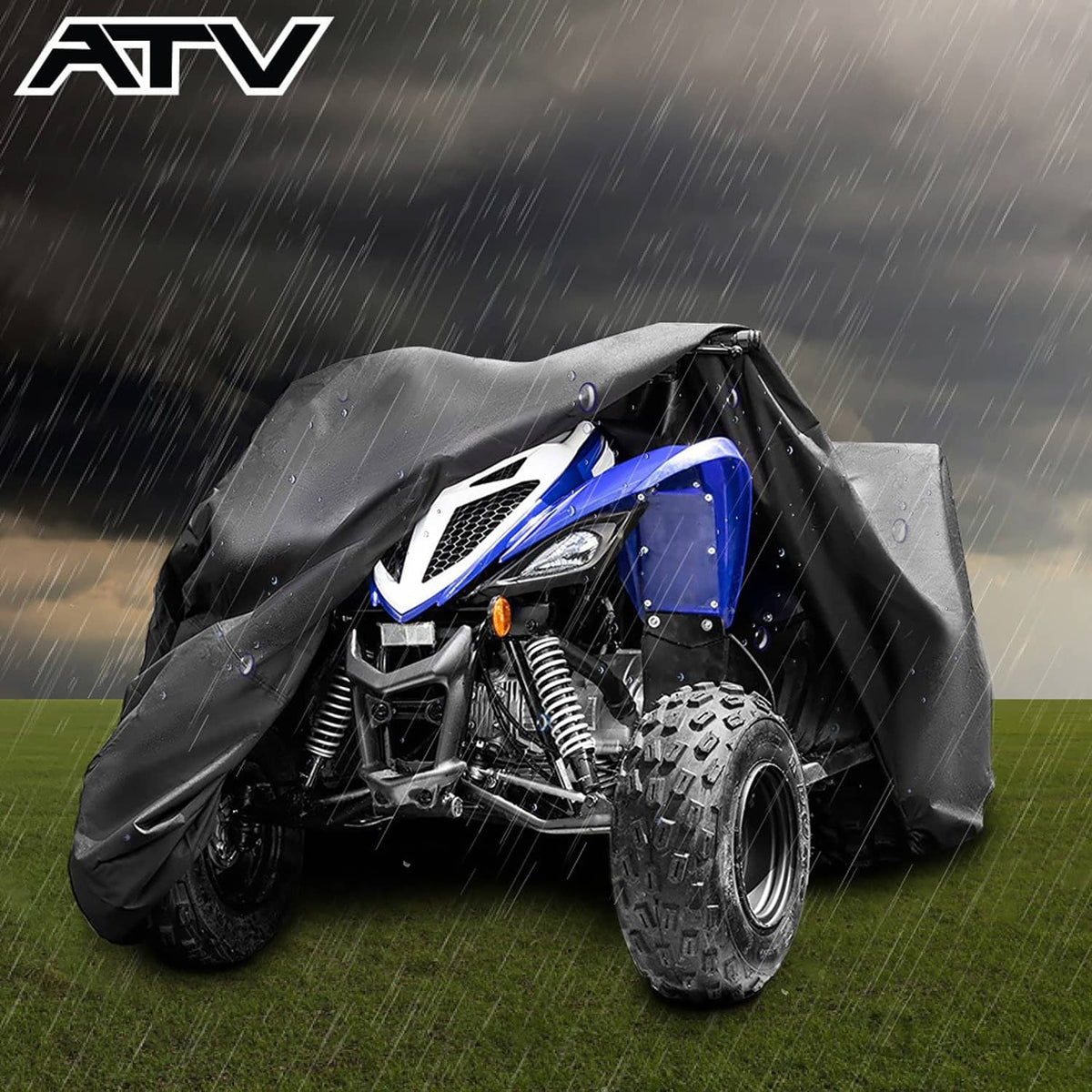 Solidspare ATV Cover Heavy Duty Marine Grade Fabric Quad Cover For Kawasaki Premium Black