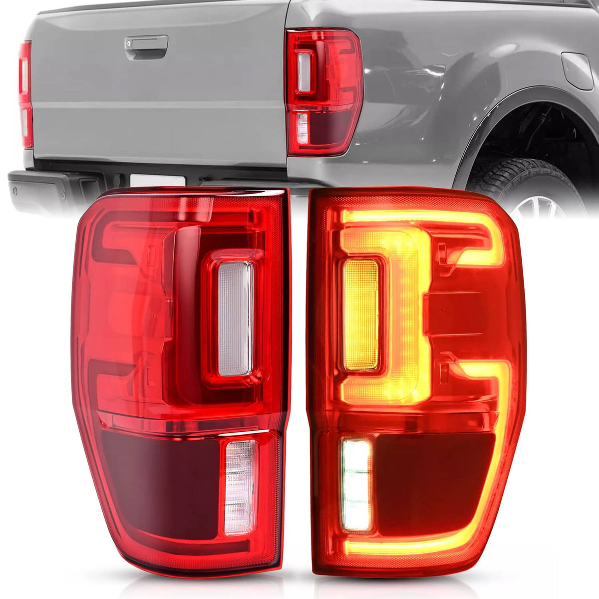 Solid Spare LED Tail Lights Tail Lamps w/Blind Spot For Ford Ranger 2019 2020 2021 2022 2023