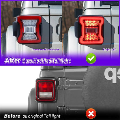 Solidspare Rear Brake Turn Signal Lamps LED Tail Lights For Jeep Wrangler JK JKU 2007-2018