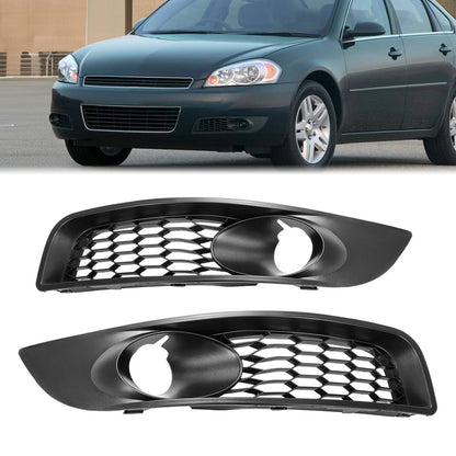 Solid Spare Black For Chevrolet Impala 2006-2013 Fog Light Bezels Grille Covers Left + Right