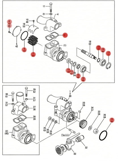 Solid Spare Major Repair Kit for Yanmar 6LP Series Engine Pump 119773-42500 119773-42652