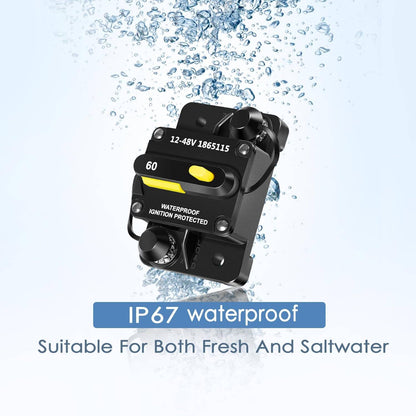 Solid Spare MKR-27 1865115 Circuit Breaker Waterproof 60AMP For Minn Kota Trolling Motor