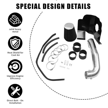 Solidspare Cold Air Intake Kit + Heat Shield For 2014-2019 Chevrolet GMC Cadillac 5.3L 6.2L