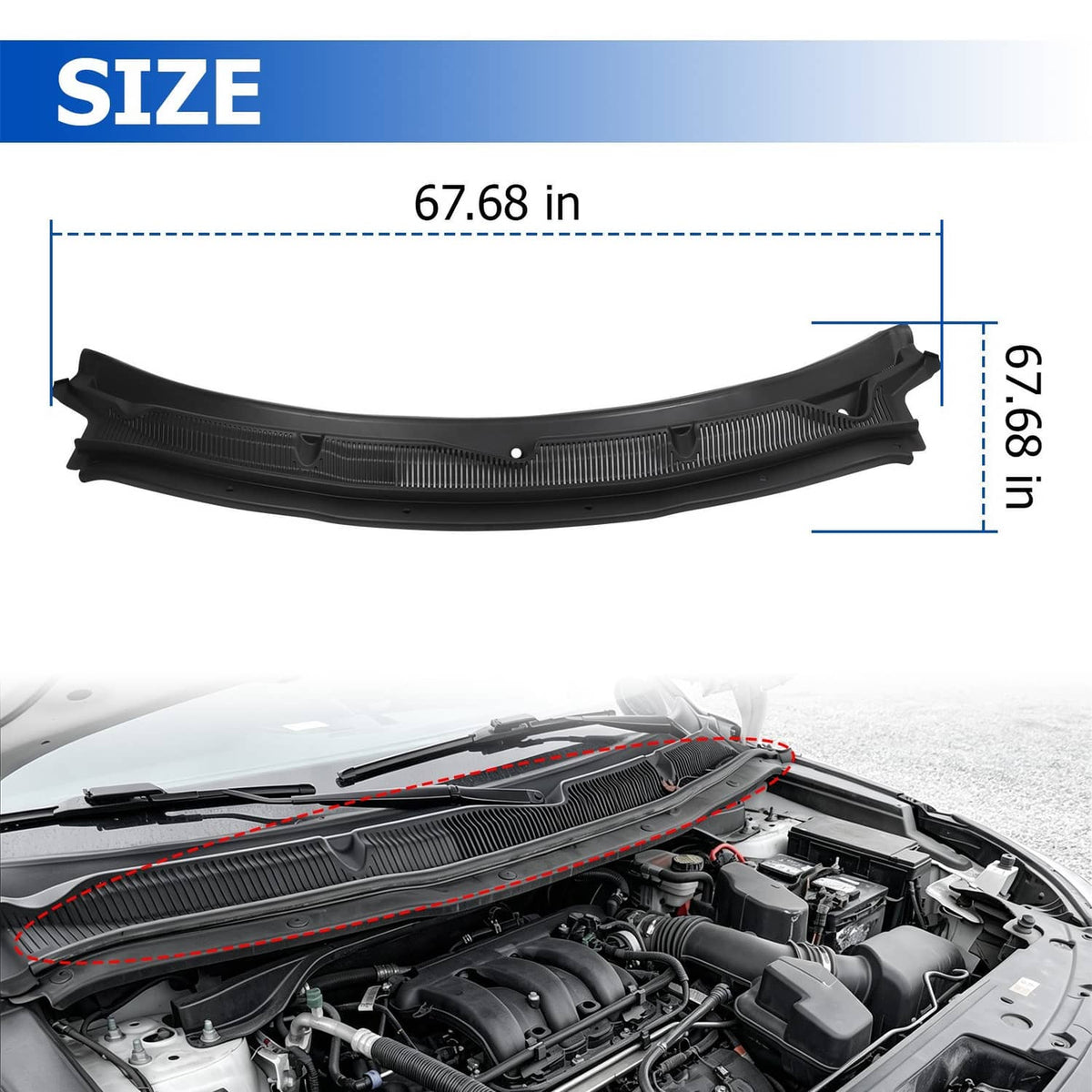 Solidspare Windshield Cowl Grille Wiper Panel Top for Ford Explorer 2011-2019 BB5Z78022A68A