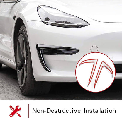 Solidspare Gloss Black Front Fog Light Eyebrow Cover Trim For Tesla Model 3 2017-2023 U8
