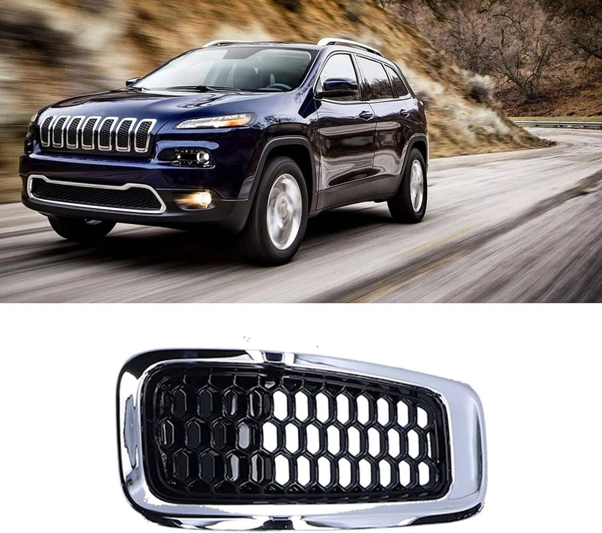 Solidspare 7x Chrome Front Bumper Grille Insert Honeycomb Mesh For 2014-2018 Jeep Cherokee