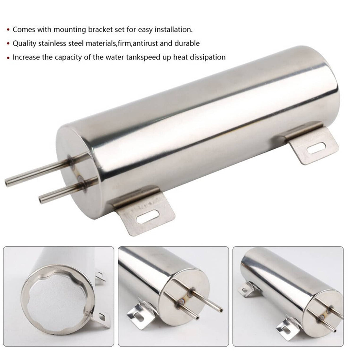Solidspare 3" X 10" 32OZ Polished Stainless Steel Radiator Coolant Overflow Catch Tank Can