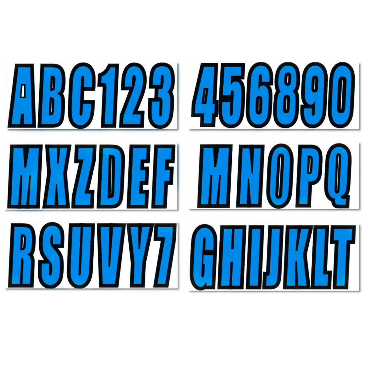 Solid Spare Boat letters and numbers registration stickers 4 Sets of A-Z & 0-9 Blue