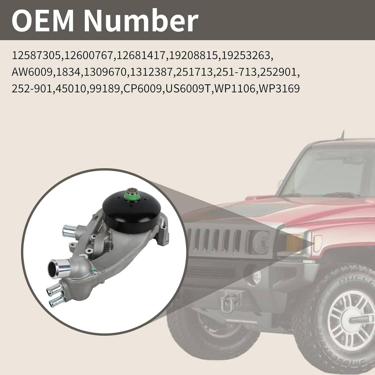Solidspare New Water Pump w/Thermostat for 2007-16 Chevrolet GMC Vortec 4.8L 5.3L 6.0L 6.2L