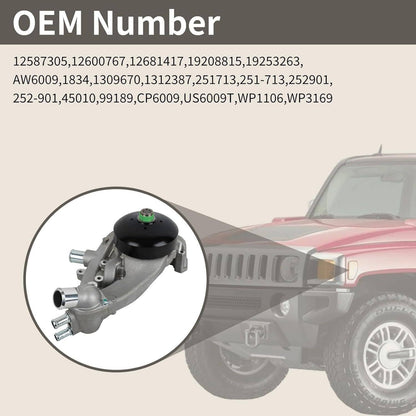 Solidspare New Water Pump w/Thermostat for 2007-16 Chevrolet GMC Vortec 4.8L 5.3L 6.0L 6.2L