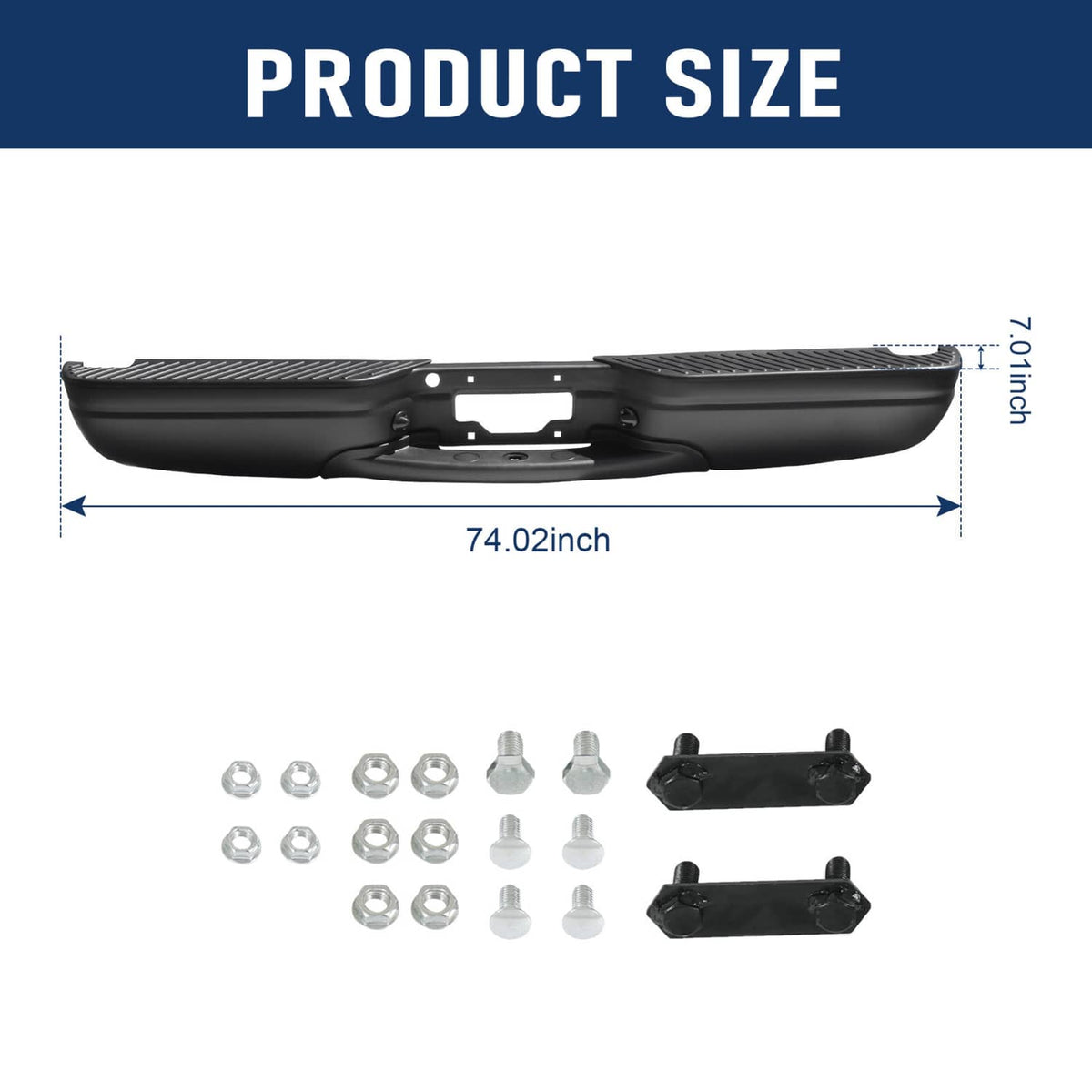Solidspare Black Rear Step Bumper Assembly For 97-04 Ford F-150 97-99 Ford F-250 Styleside