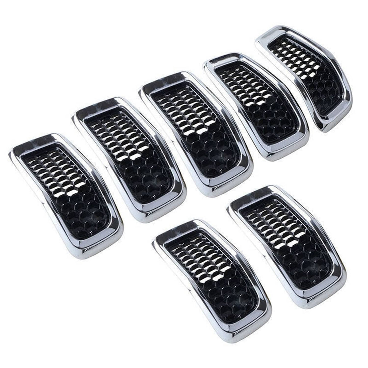 Solidspare 7x Chrome Front Bumper Grille Insert Honeycomb Mesh For 2014-2018 Jeep Cherokee