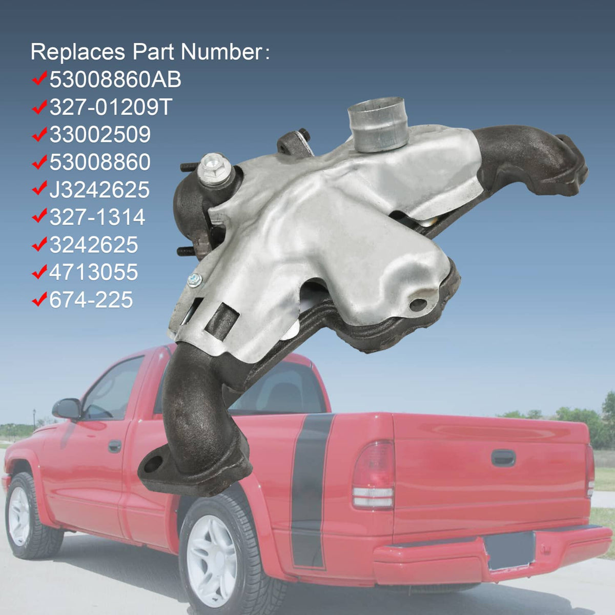 Solidspare Cast Iron Exhaust Manifold w/ Gasket Kit For Cherokee Dakota Truck Wrangler 2.5L