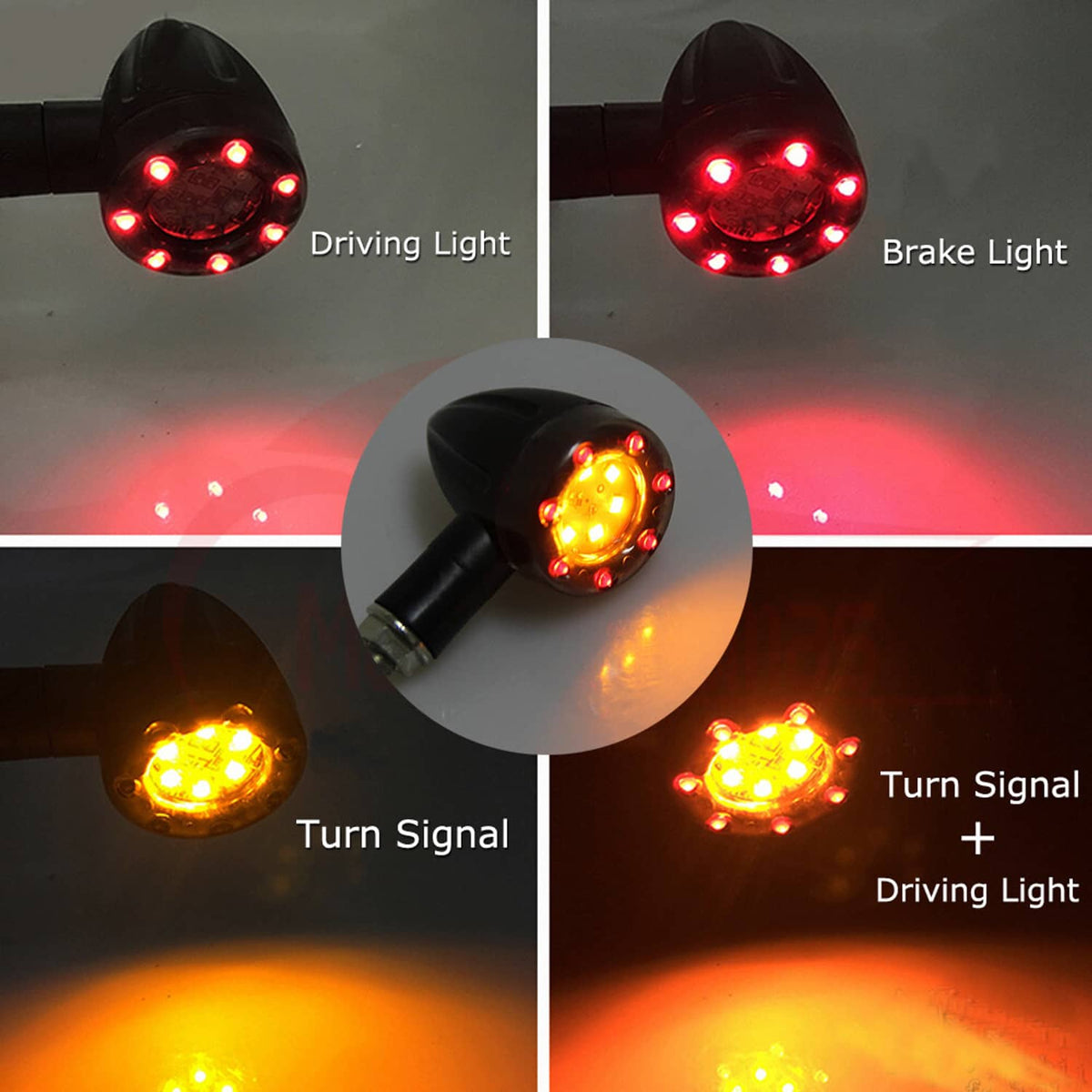 Solidspare For Sports Motorcycle Dirt Bike Light Blinker 4x Turn Signal LED Indicators Dual