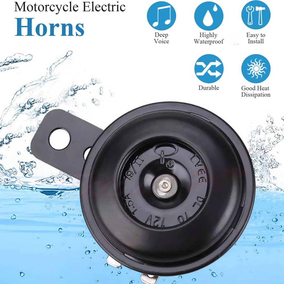 Solidspare Black 12V Waterproof Loud 105dB Universal Motorcycle Car Electric Bike ATVs Horn