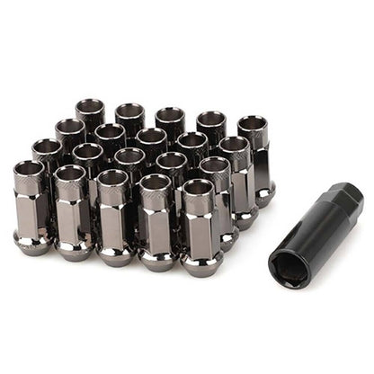 Solidspare Black 20Pcs M12x1.5mm Extended Steel Open Ended wheel Lug Nuts For Toyota Honda